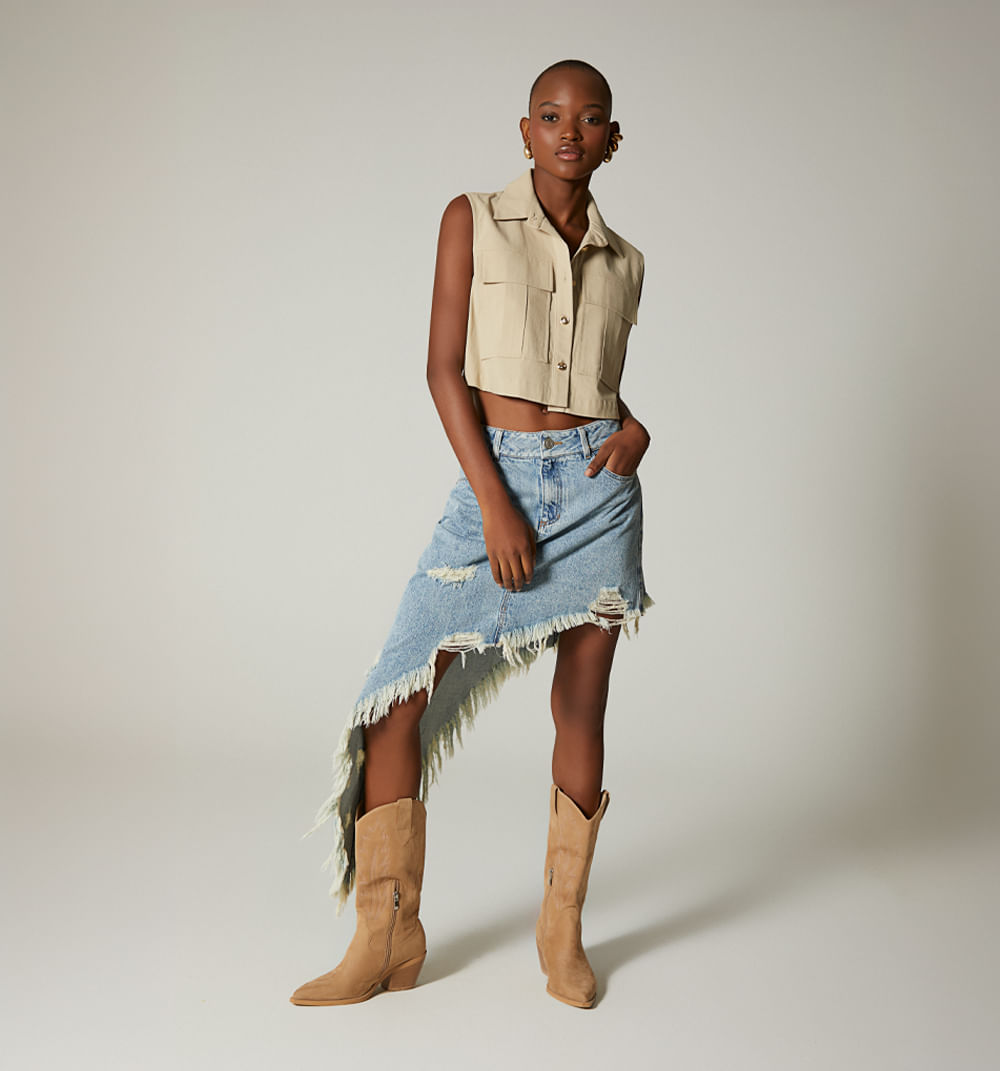 Crop  Sisa, Cuello Almilla Y Bolsillos