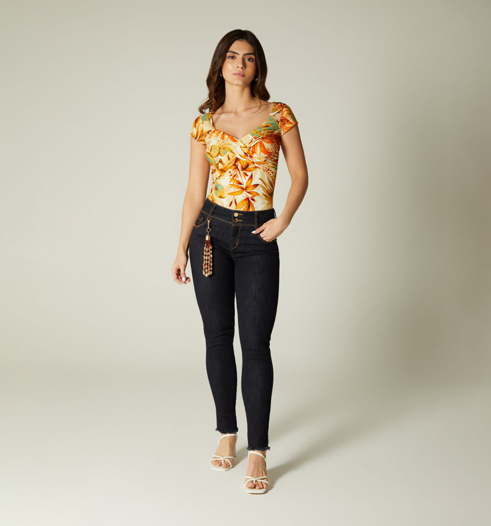 Jean  Skinny Tiro Medio,Cinco Bolsillos,