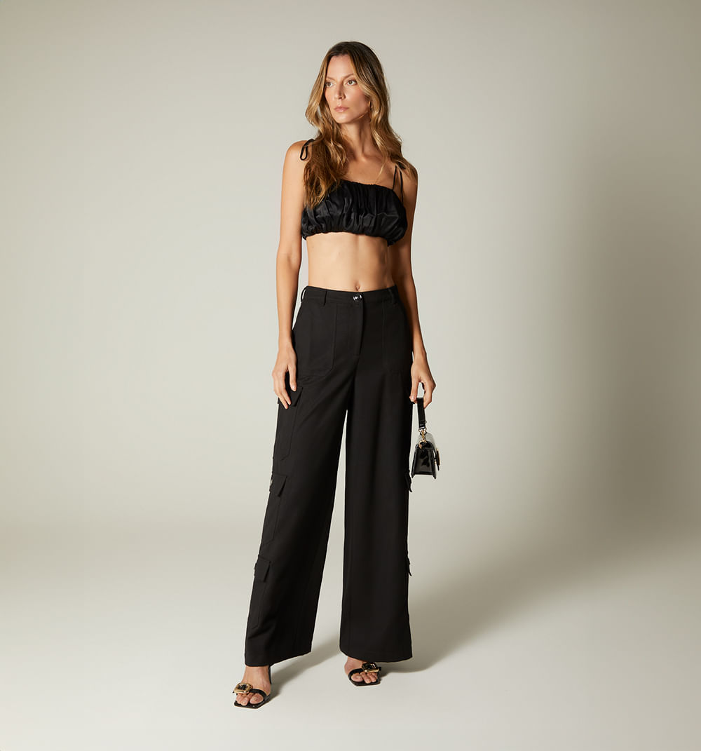 Crop Top  De Tiras Anudadas Frente Drape