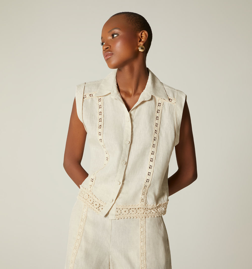 Blusa Sisa Con Encajes Crochet