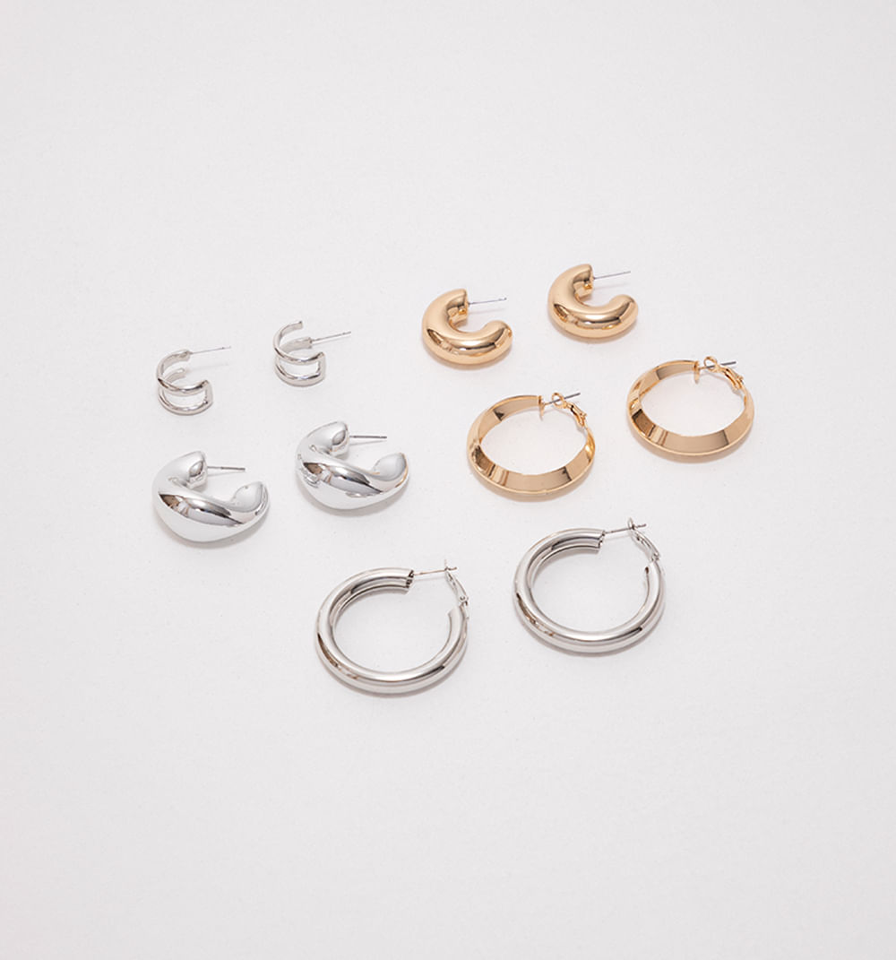 Aretes Chunky Bicolor Set X6