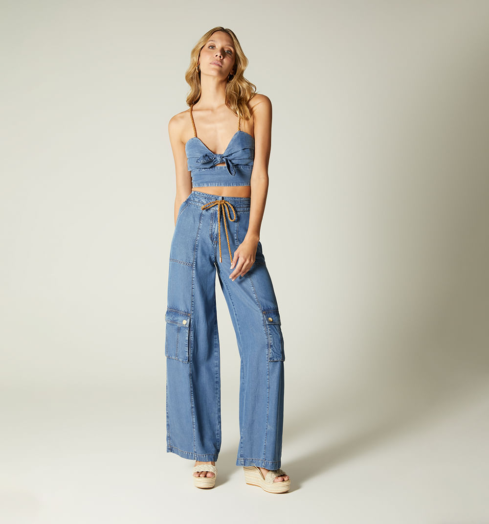 Jean Palazo Tiro Alto, Con Bolsillo Carg