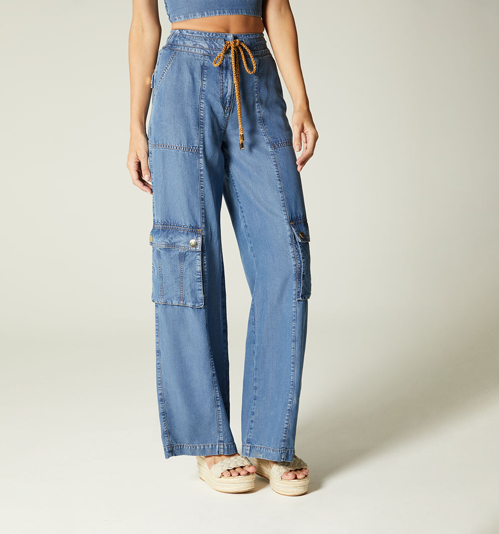 Jean Palazo Tiro Alto, Con Bolsillo Carg