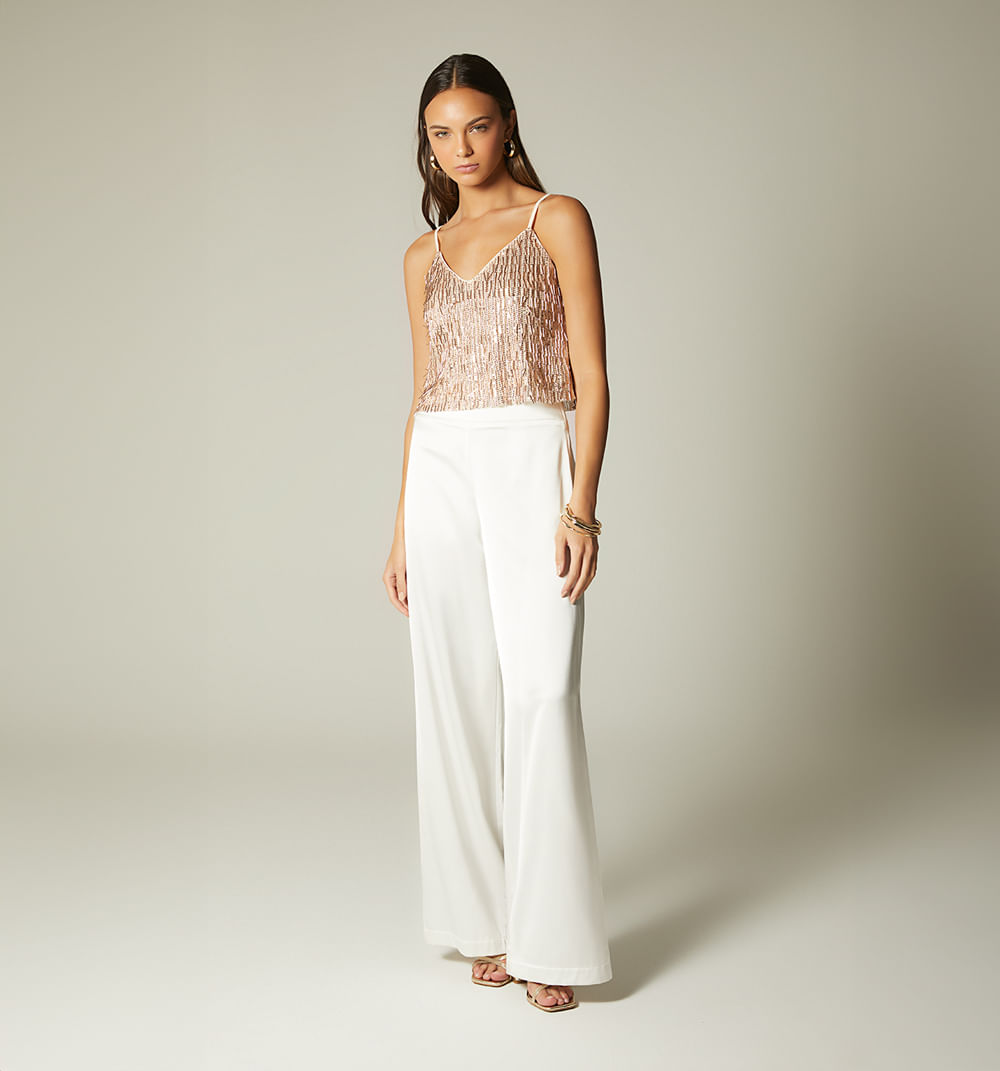 Blusa De Tiras Con Lentejuela Y Canutill