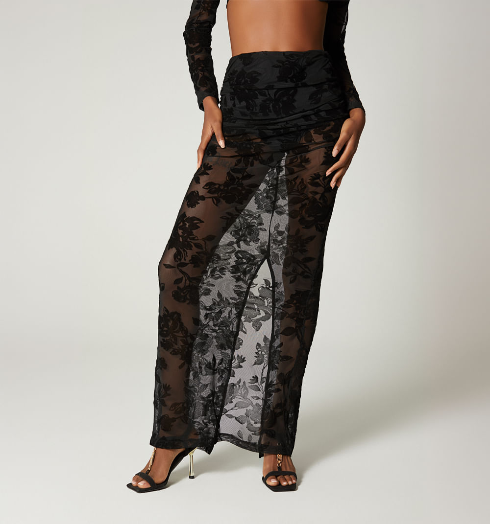 Conjunto De Crop Manga Larga Y Falda Lar