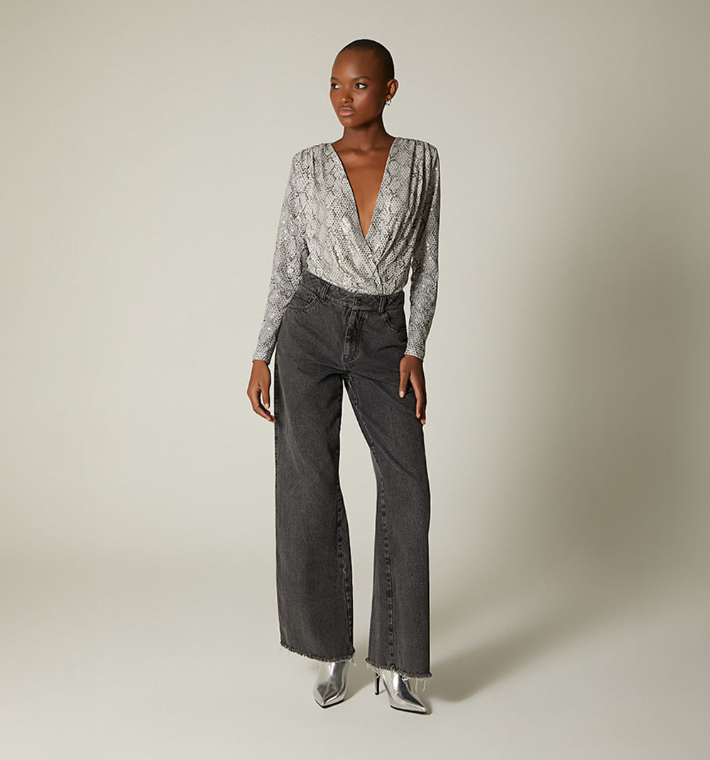 Body Manga Larga Estampado Piton