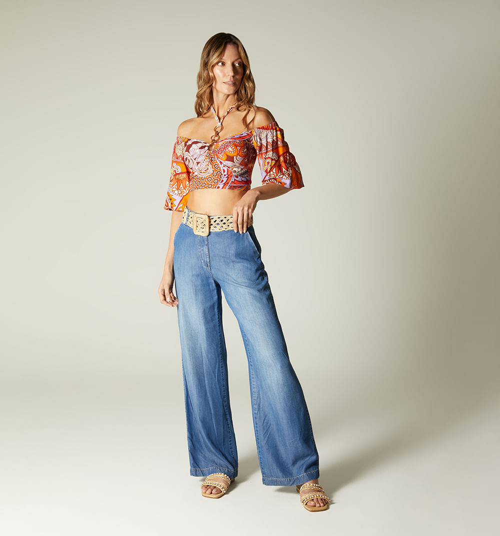 Blusa Escote Bandeja Manga 3/4