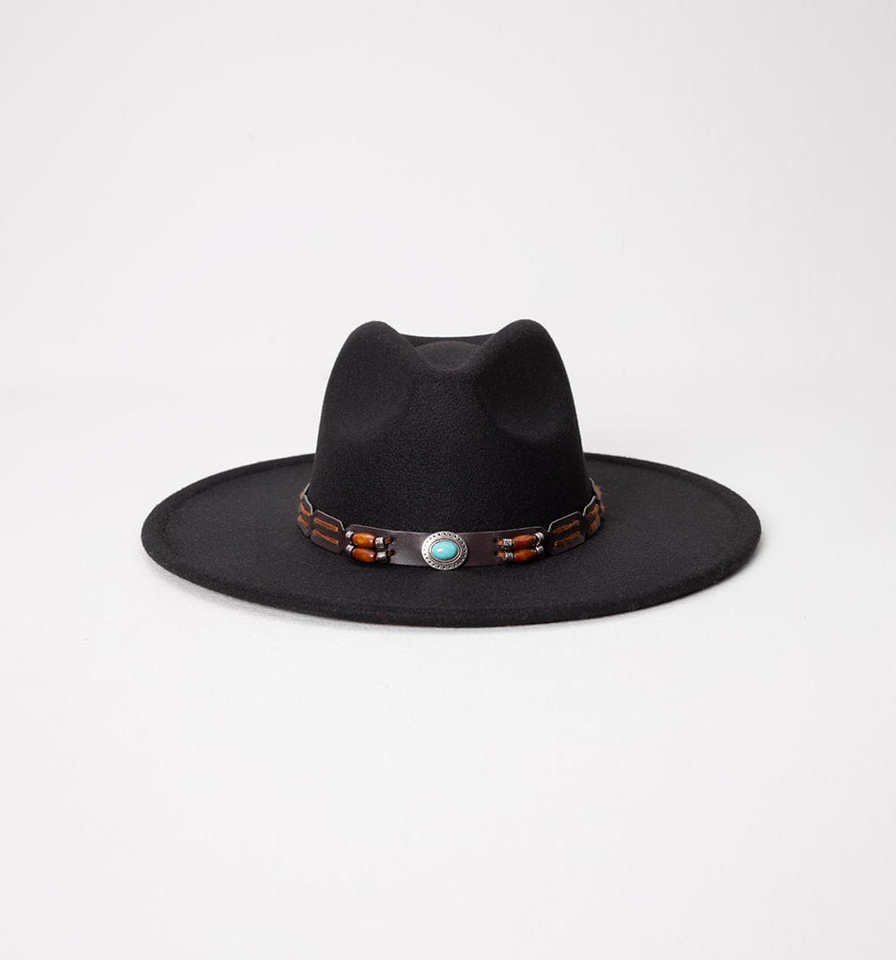 Sombrero  Ala Ancha Con Banda Decorativa