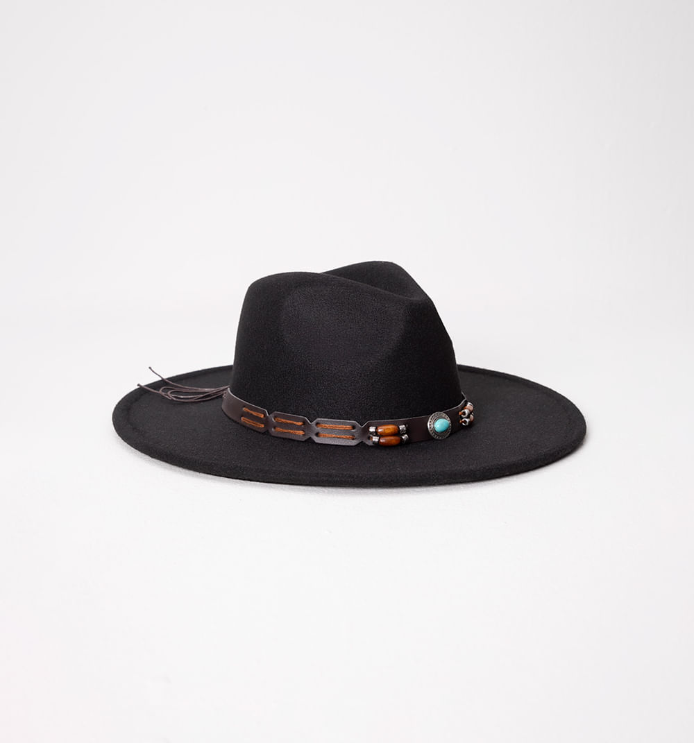 Sombrero  Ala Ancha Con Banda Decorativa