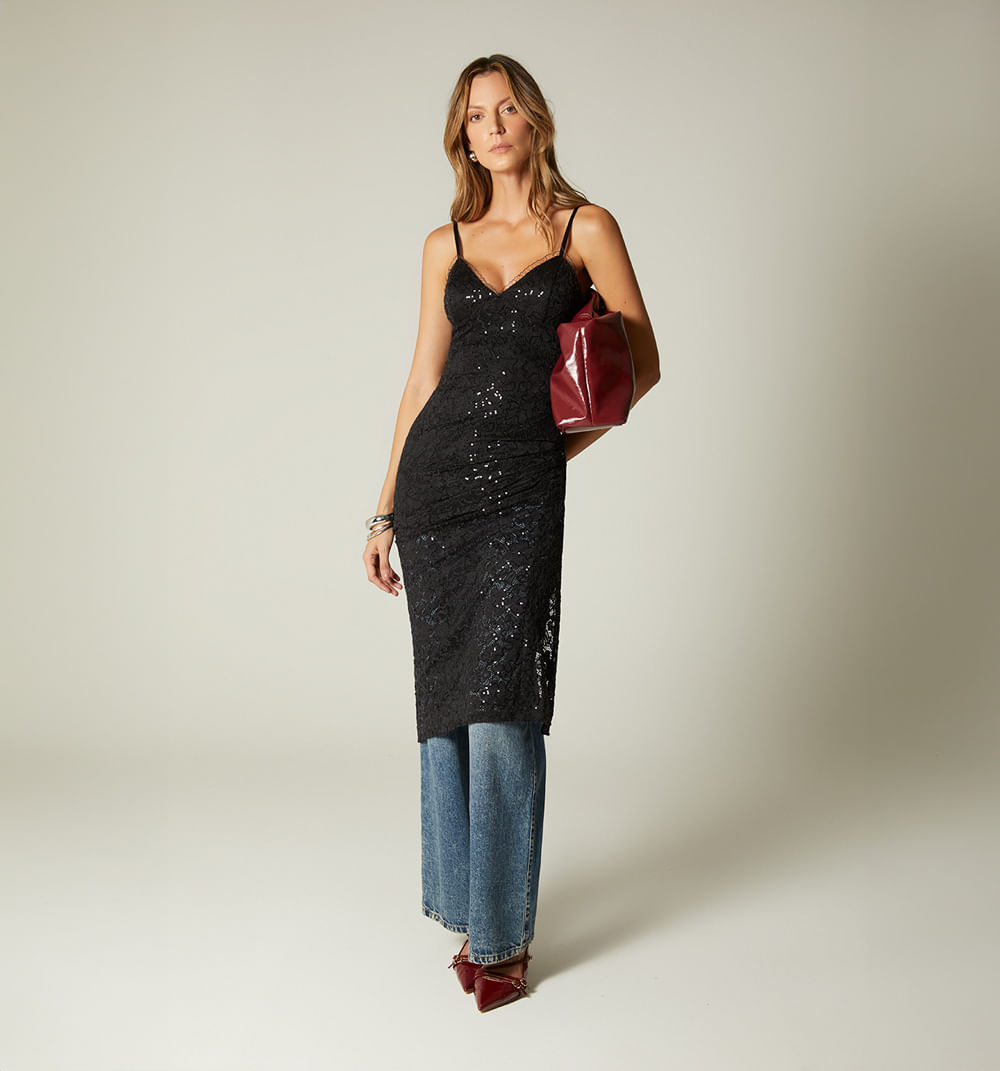 Vestido Midi Falda Globo