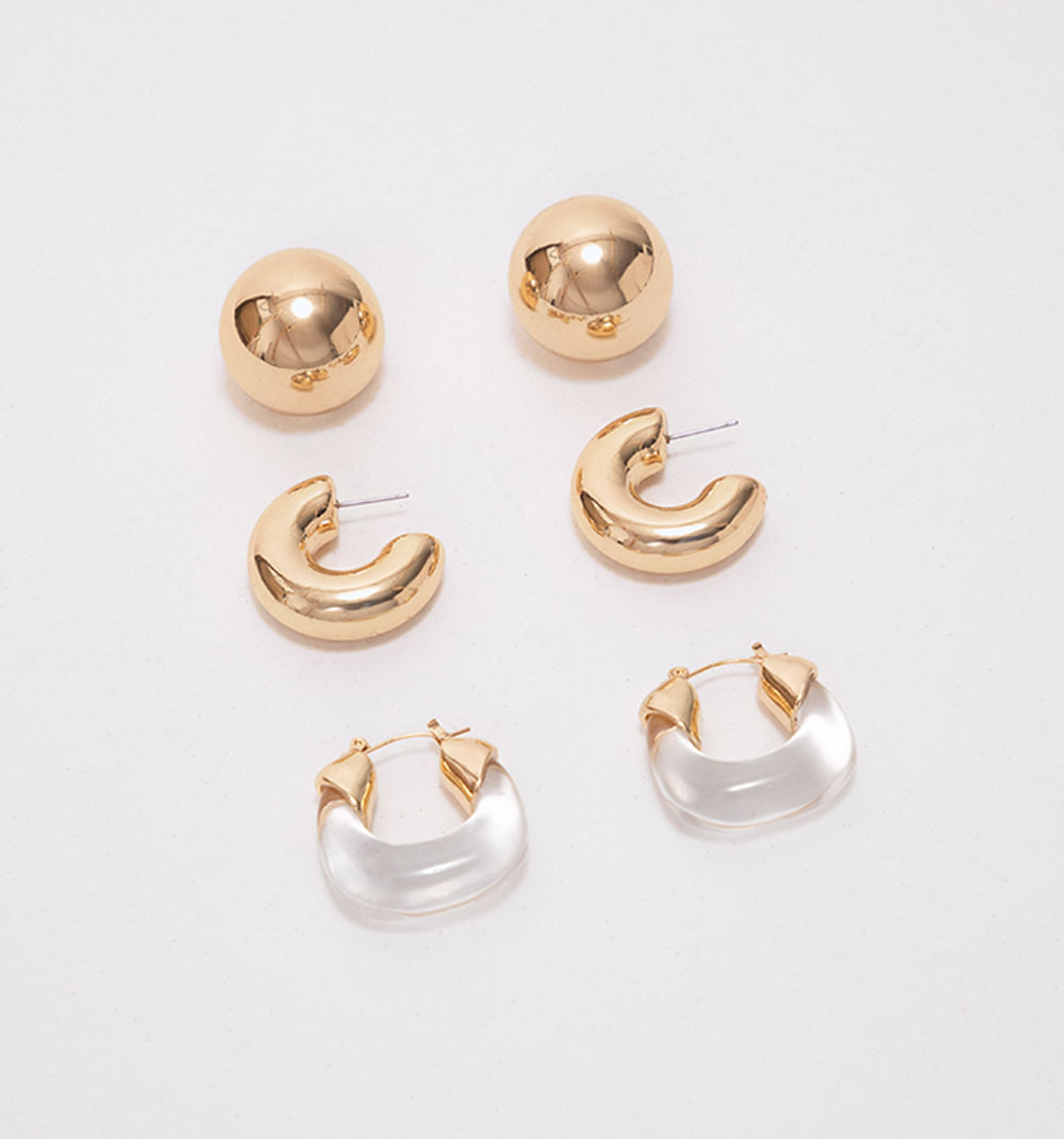 Aretes Chunky Y Trasnparencia Set X 3