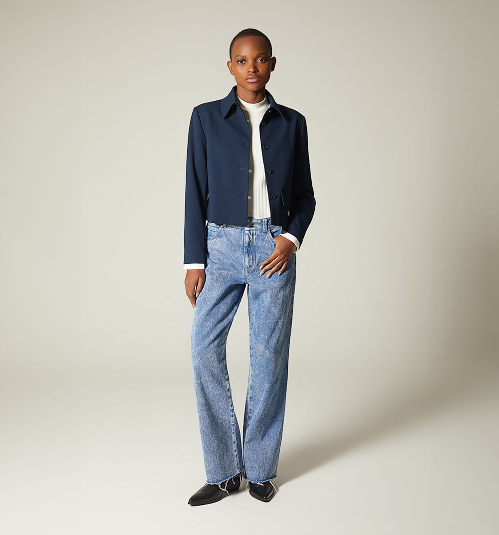 Blazer Corto,Con Bolsillos Utilitarios