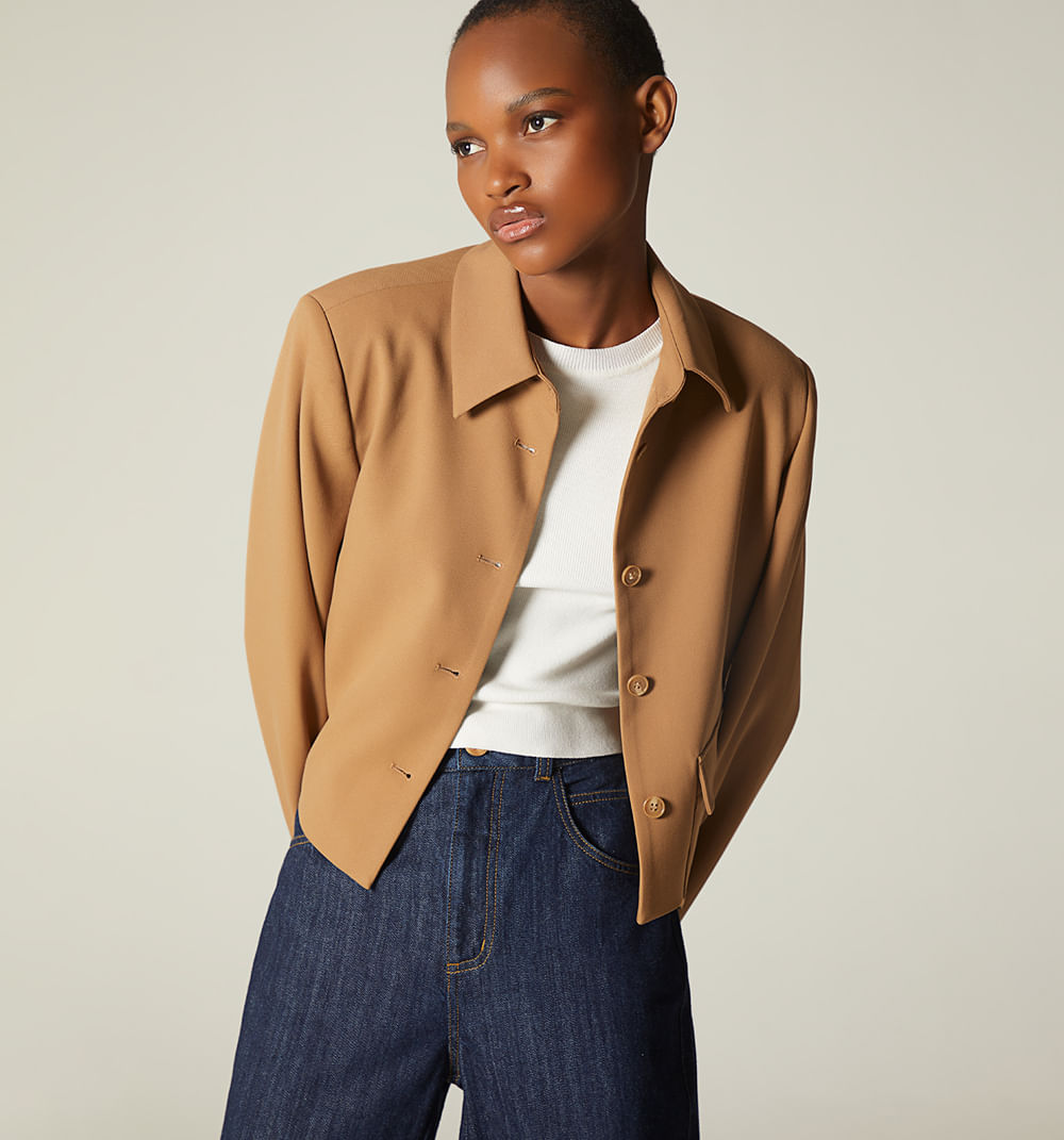 Blazer Corto,Con Bolsillos Utilitarios