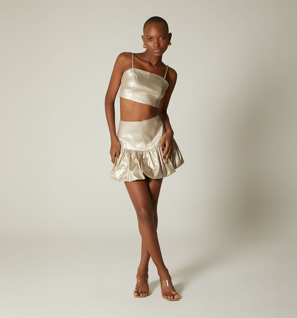 Blusa Crop Top De Tiras, Metalizada