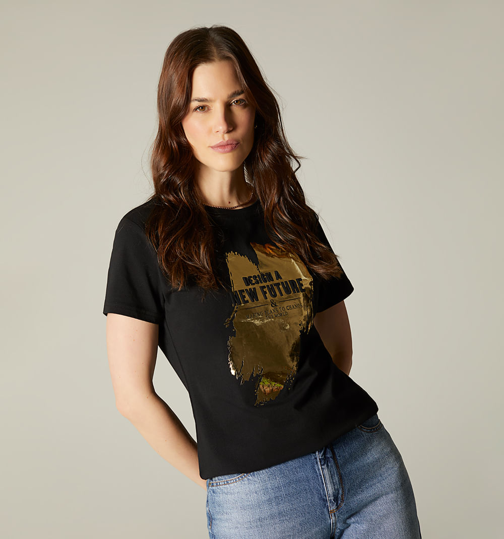 Camiseta Con Efecto Foil  Repujada