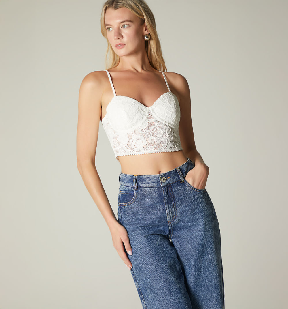 Blusa Crop De Tiras Con Amarre En Espald