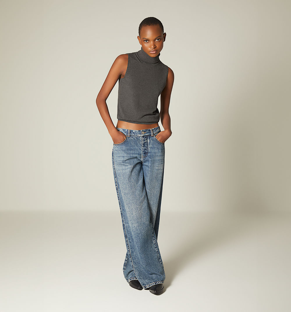 Blusa Manga Sisa Cuello Tortuga