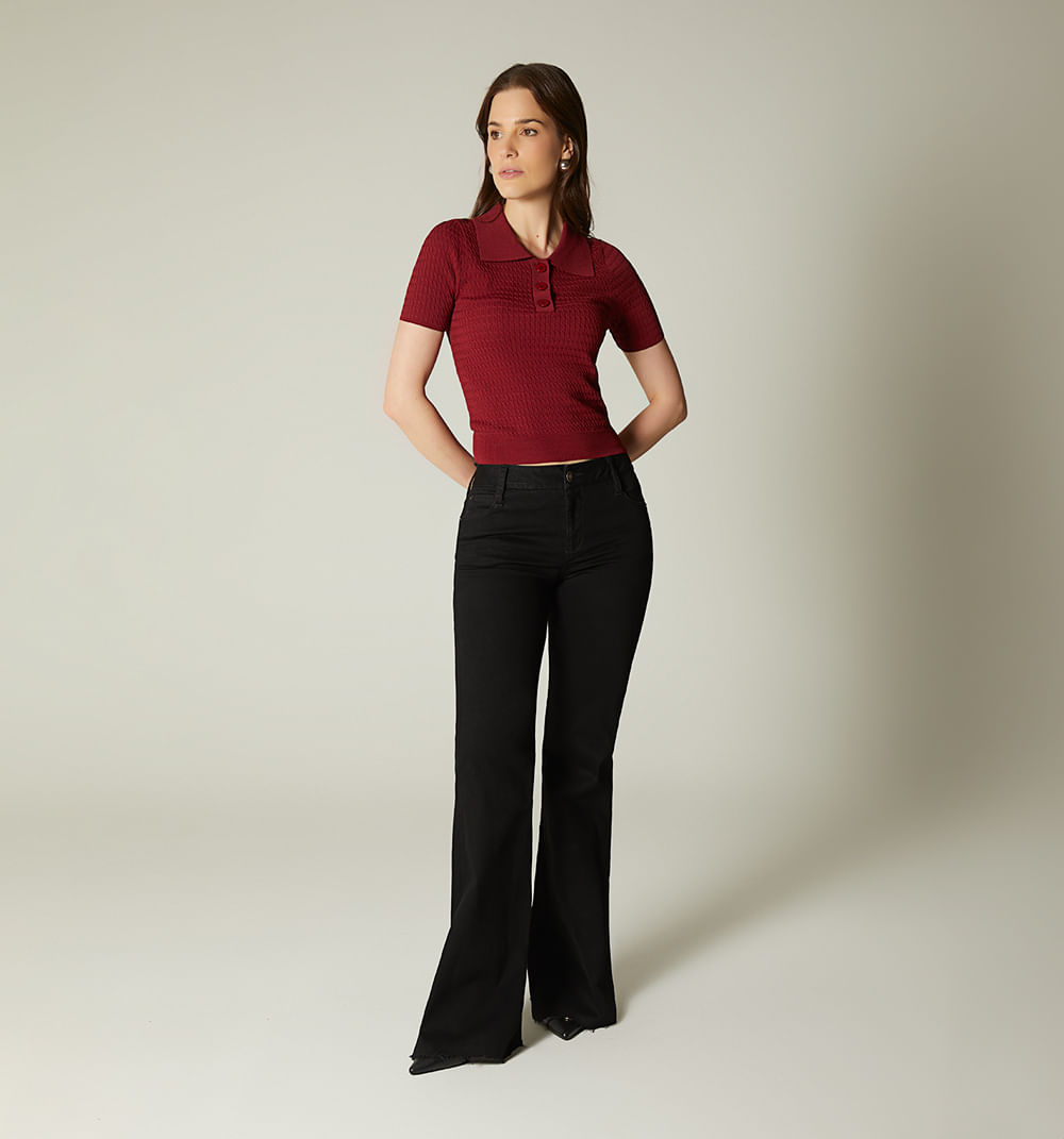 Blusa Manga Corta  Con Cuello Polo