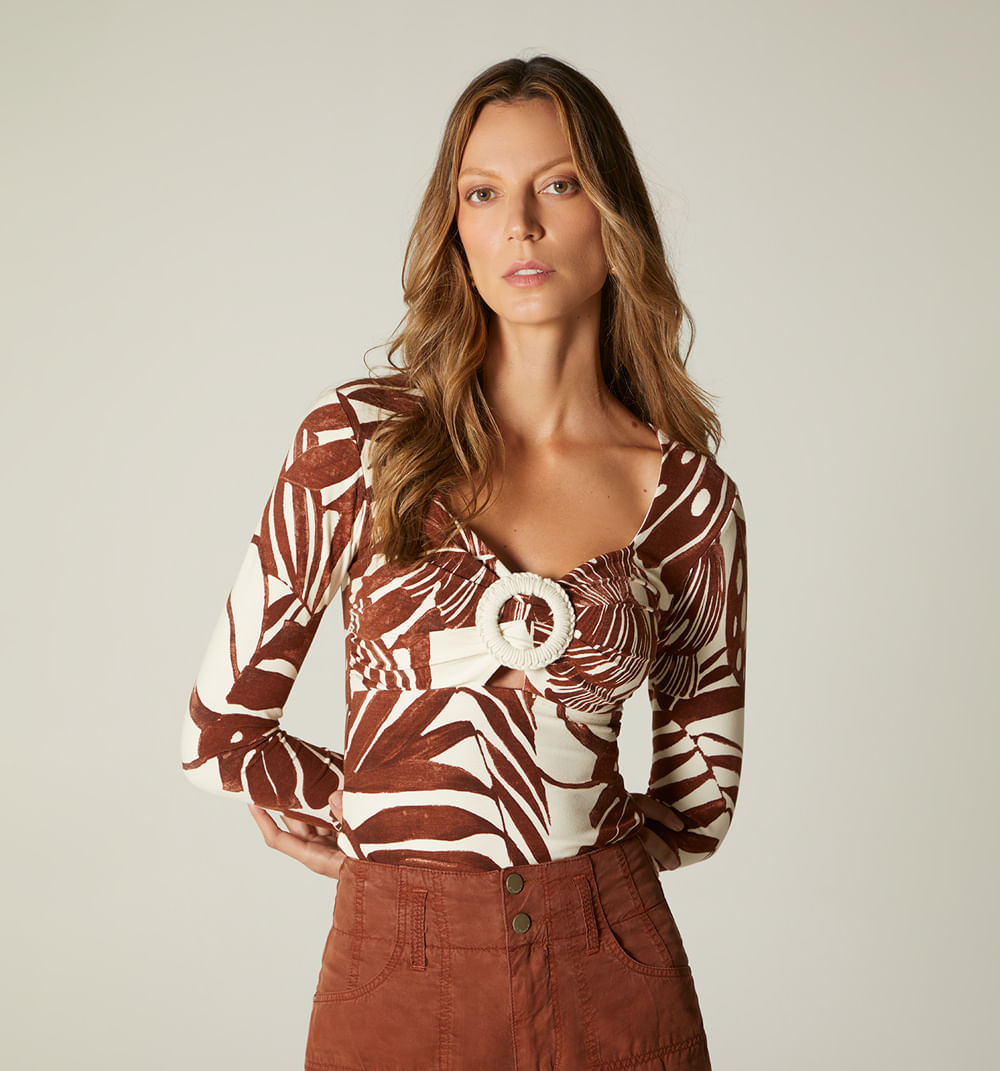 Blusa Manga Larga Con Hebilla