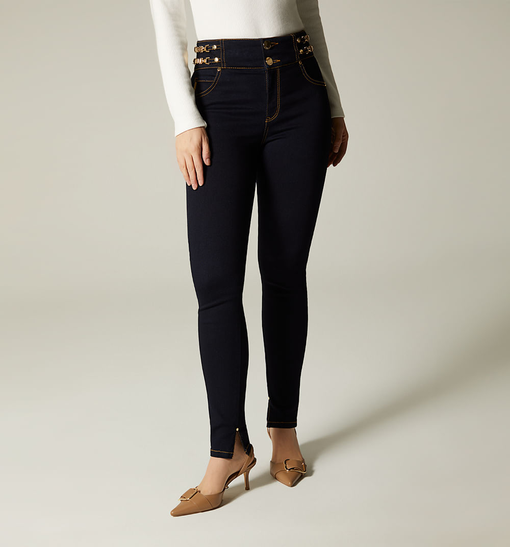 Jean Ultraslim Tiro Alto Con Elastico Y