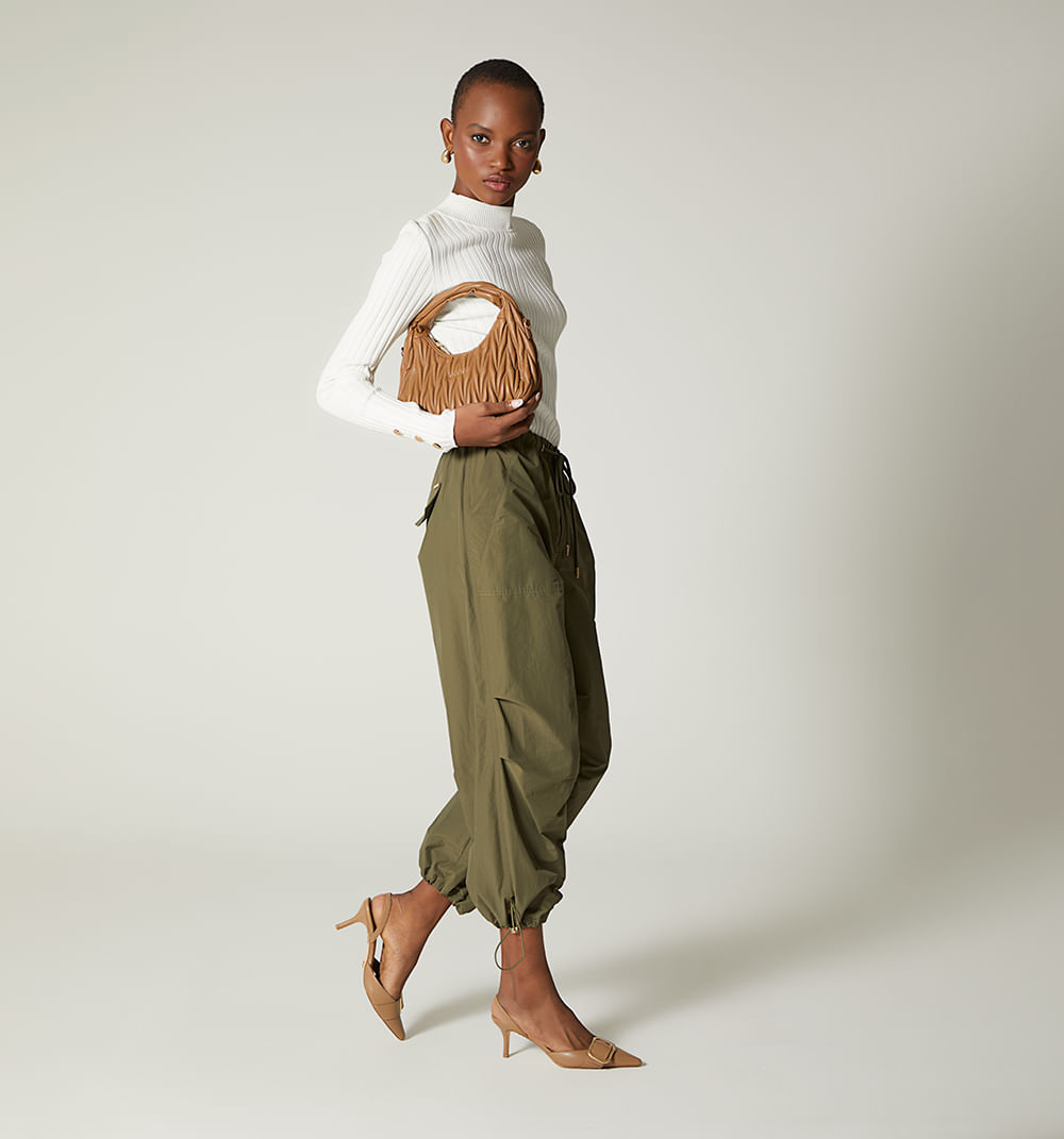 Pantalon Tiro Alto Con Elasticos