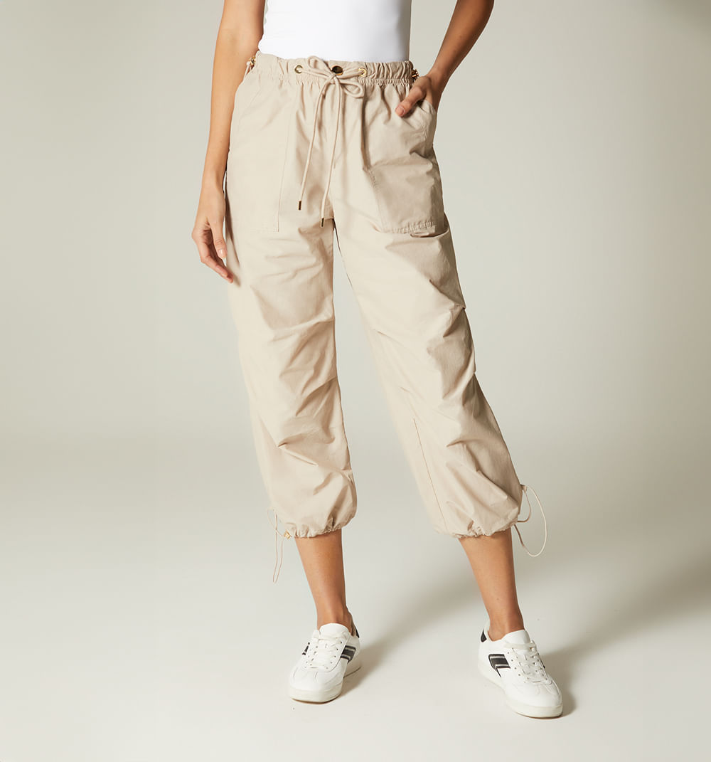 Pantalon Tiro Alto Con Elasticos