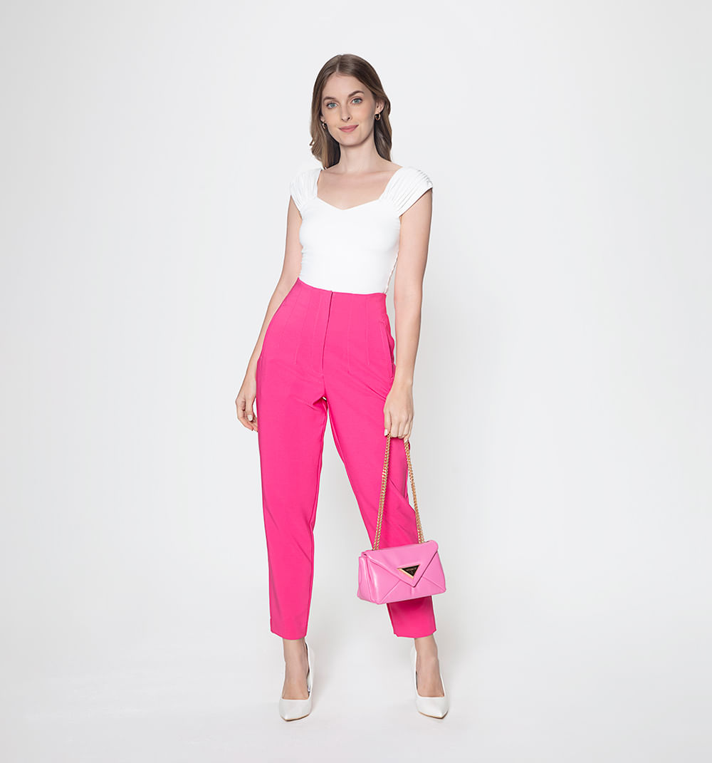 Pantalón Tiro Alto Con Pinsas