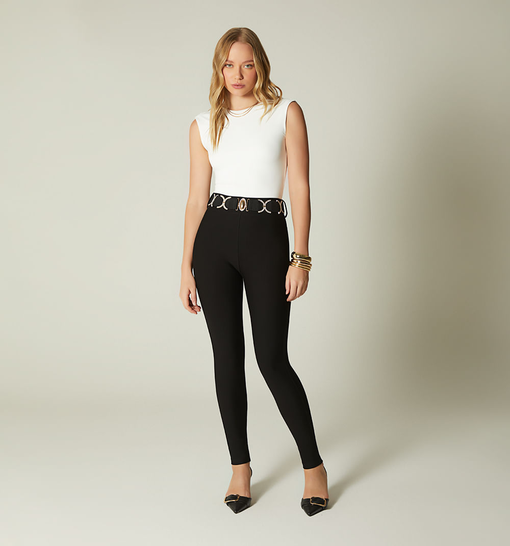 Leggins Tiro Alto Bota Pitillo Con Cintu