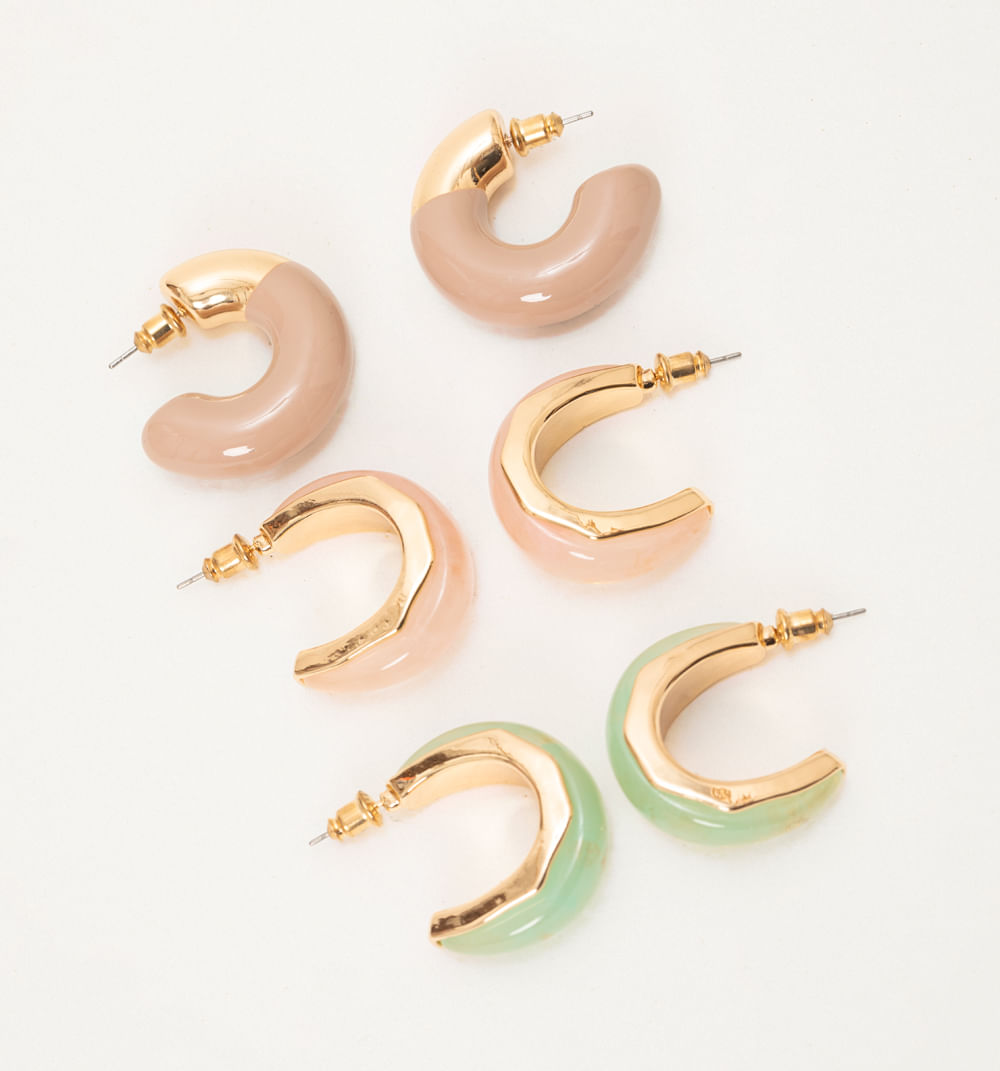 Aretes Resina Set X3