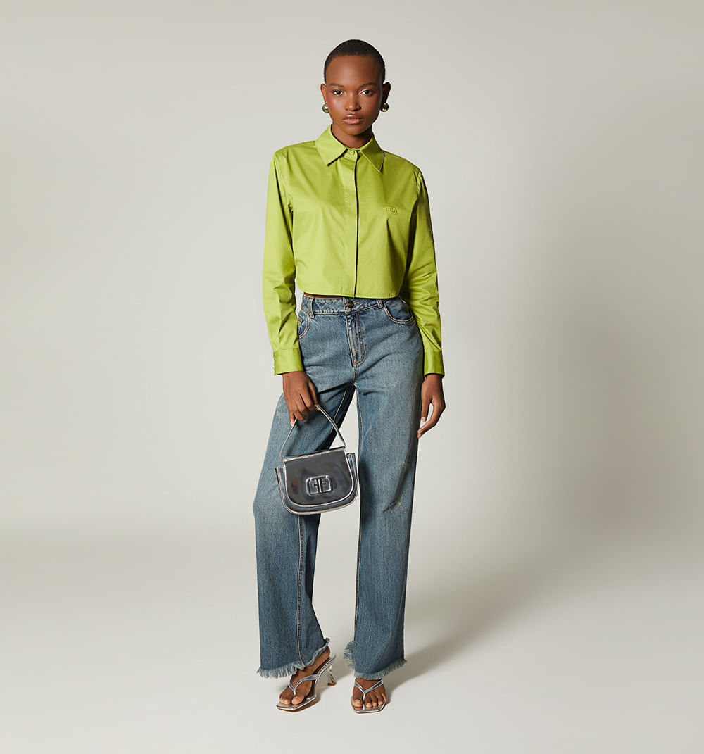 Blusa Camisera Boxy Manga Larga