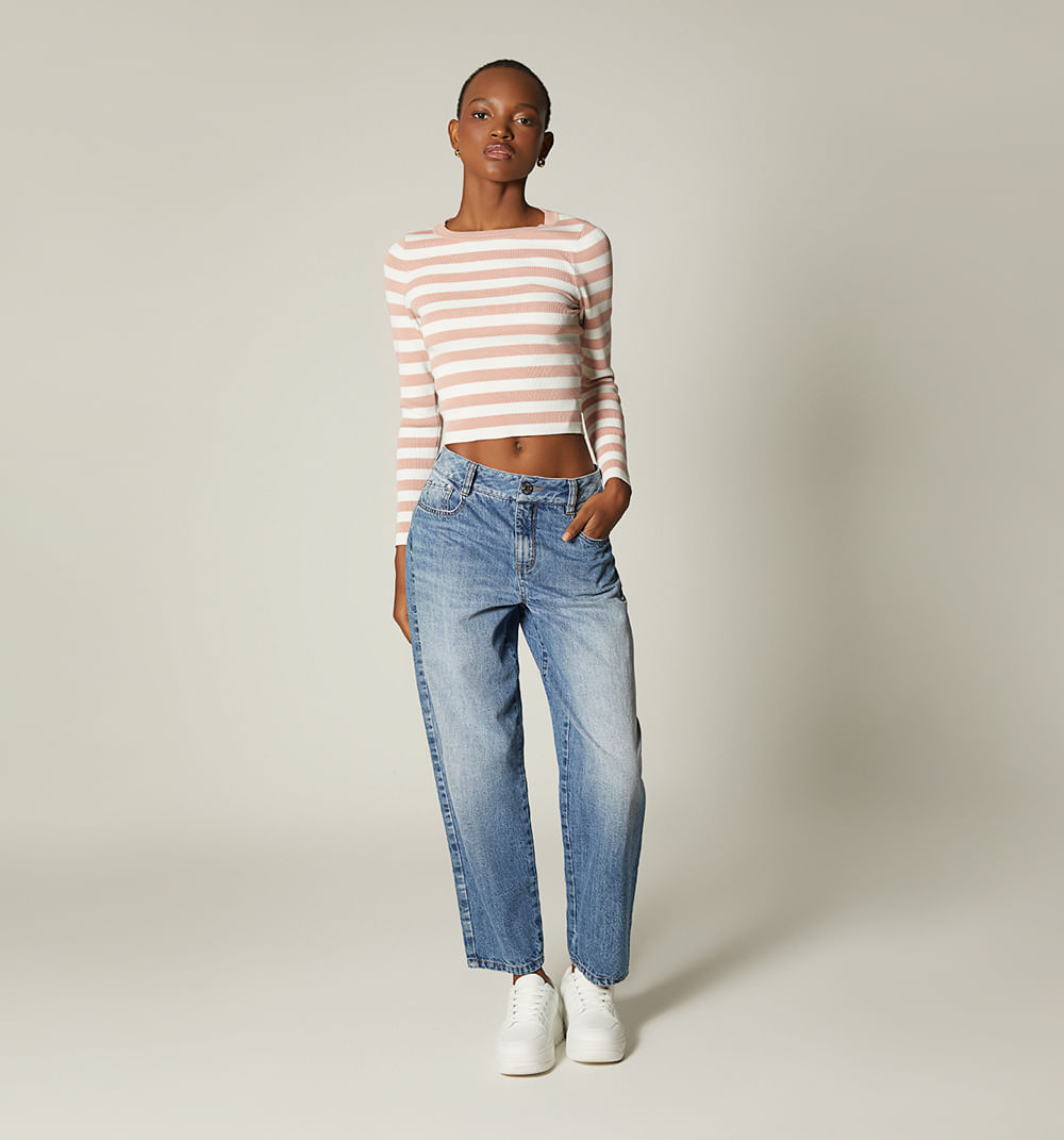Blusa Manga Larga Tejida En Rayas