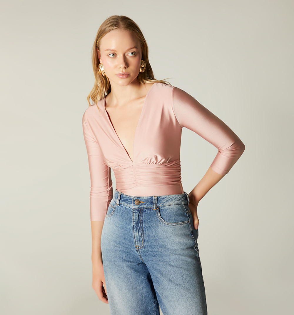 Body Manga 3/4 Con Escote En Espalda