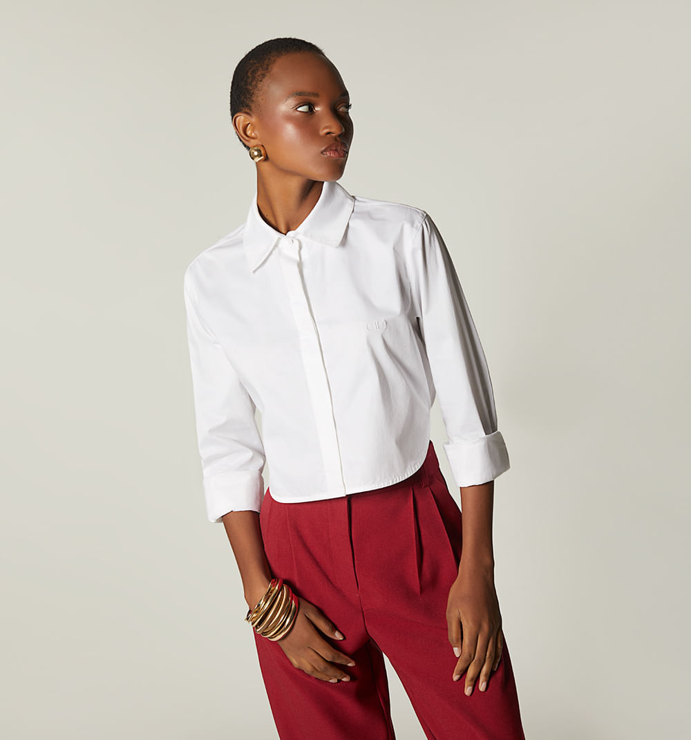 Blusa Camisera Boxy Manga Larga