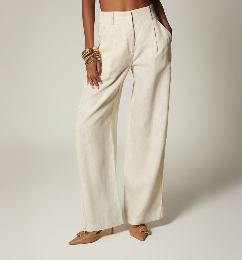 Pantalon Palazzo Tiro Alto Vivo En El Co