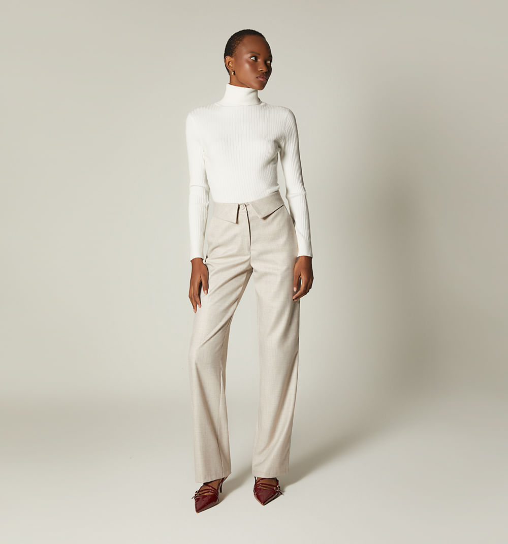 Pantalon Tiro Alto Con  Pretina Combinad