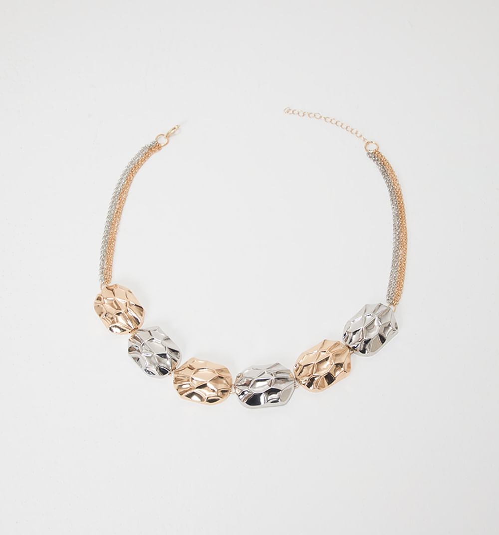 Collar Dijes Martillados Bicolor