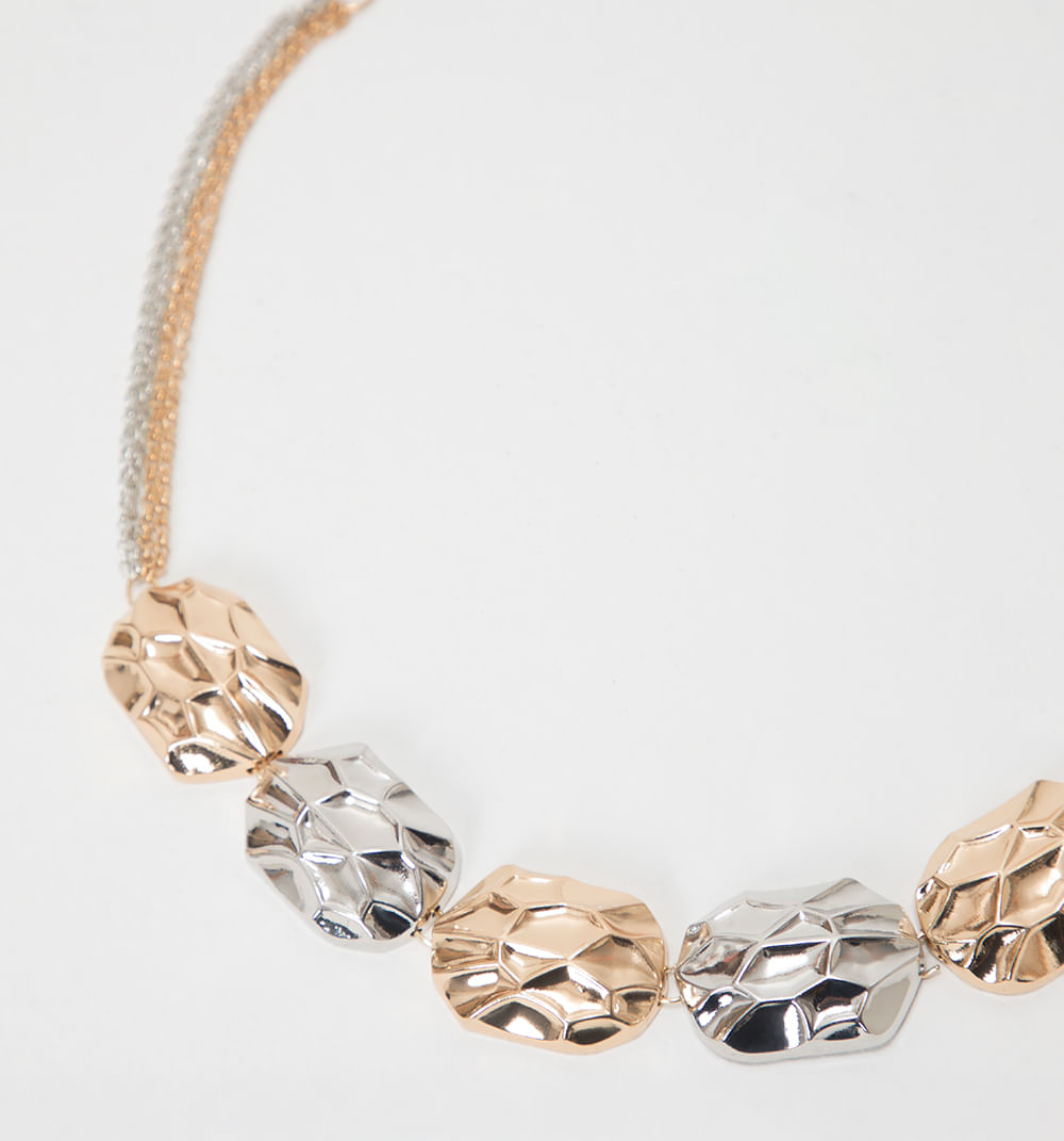 Collar Dijes Martillados Bicolor