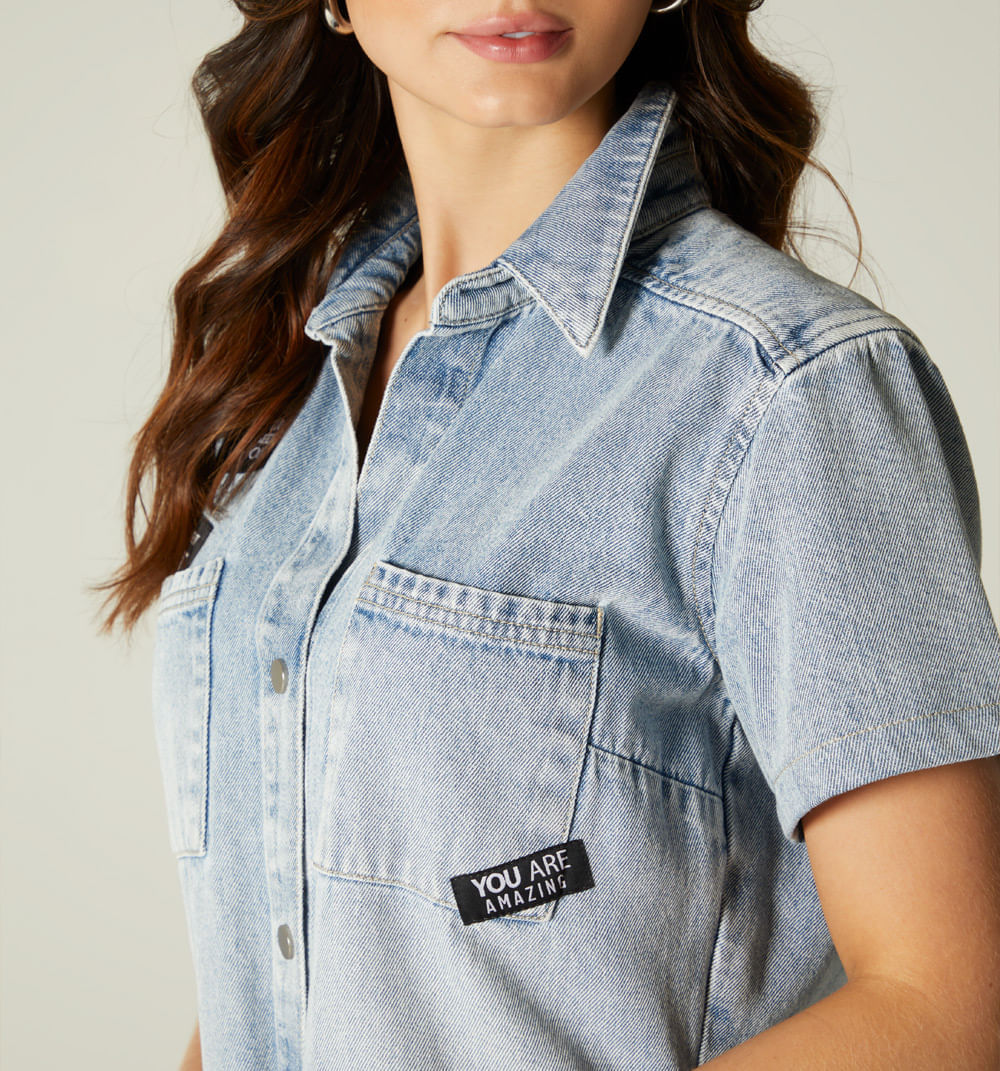 Vestido Camisero, Manga Larga, Corto Rue