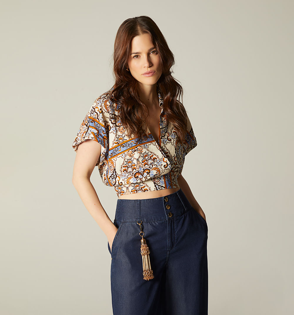 Blusa  Manga Corta Cruzada