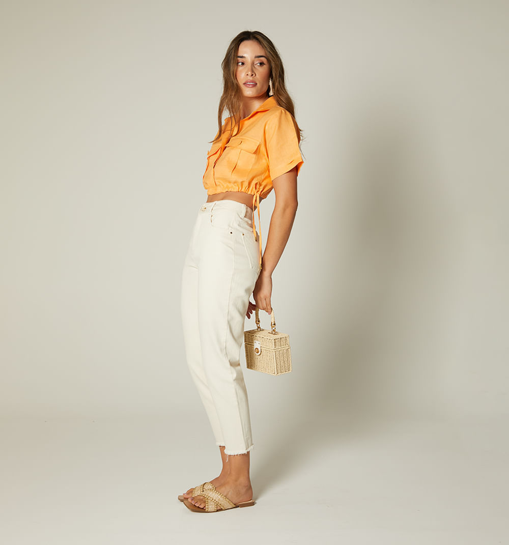 Blusa Manga Corta Con Tiras