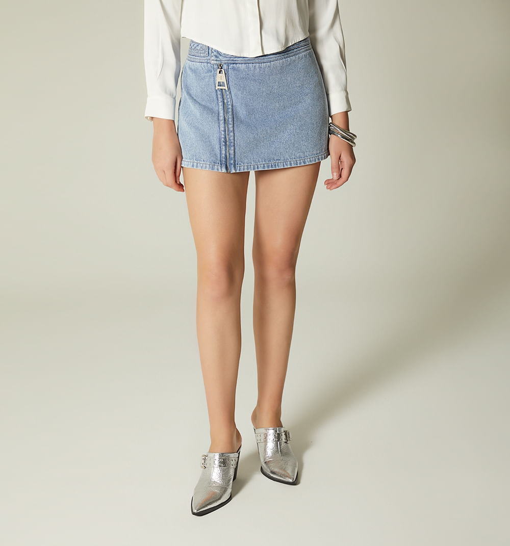 Falda Short Con Cierre Para Mujer