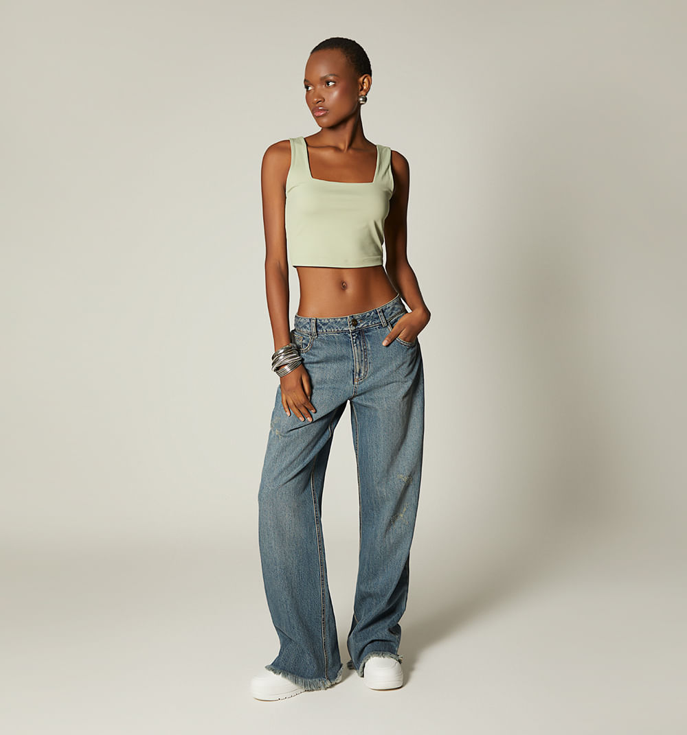 Blusa Crop Escote Cuadrado
