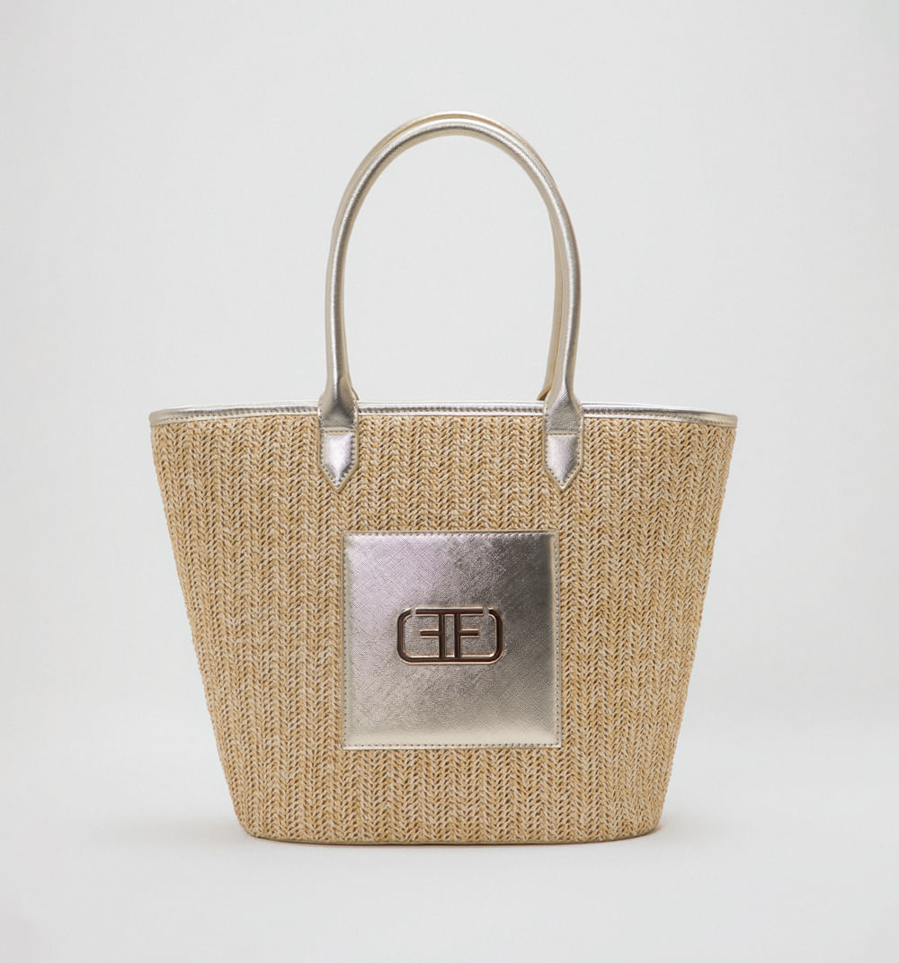 Bolso De Hombro Tejido Con Logo Herraje