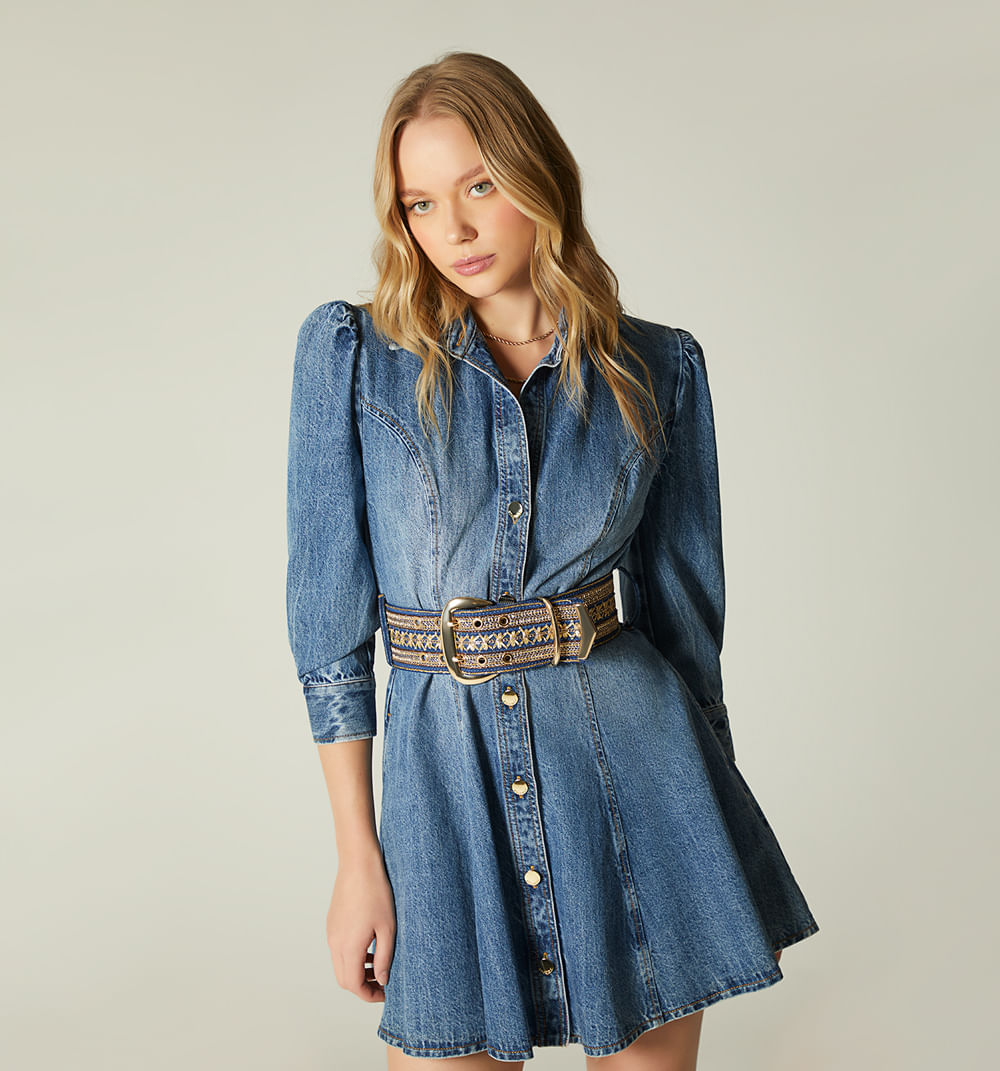 Vestido Corto Nesgas Manga 3/4 Para Muje