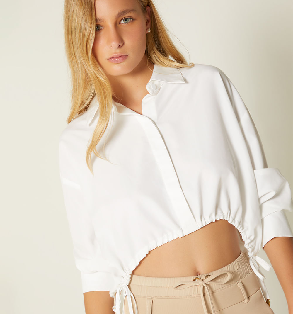 Blusa Manga 3/4 Jareta En Cintura