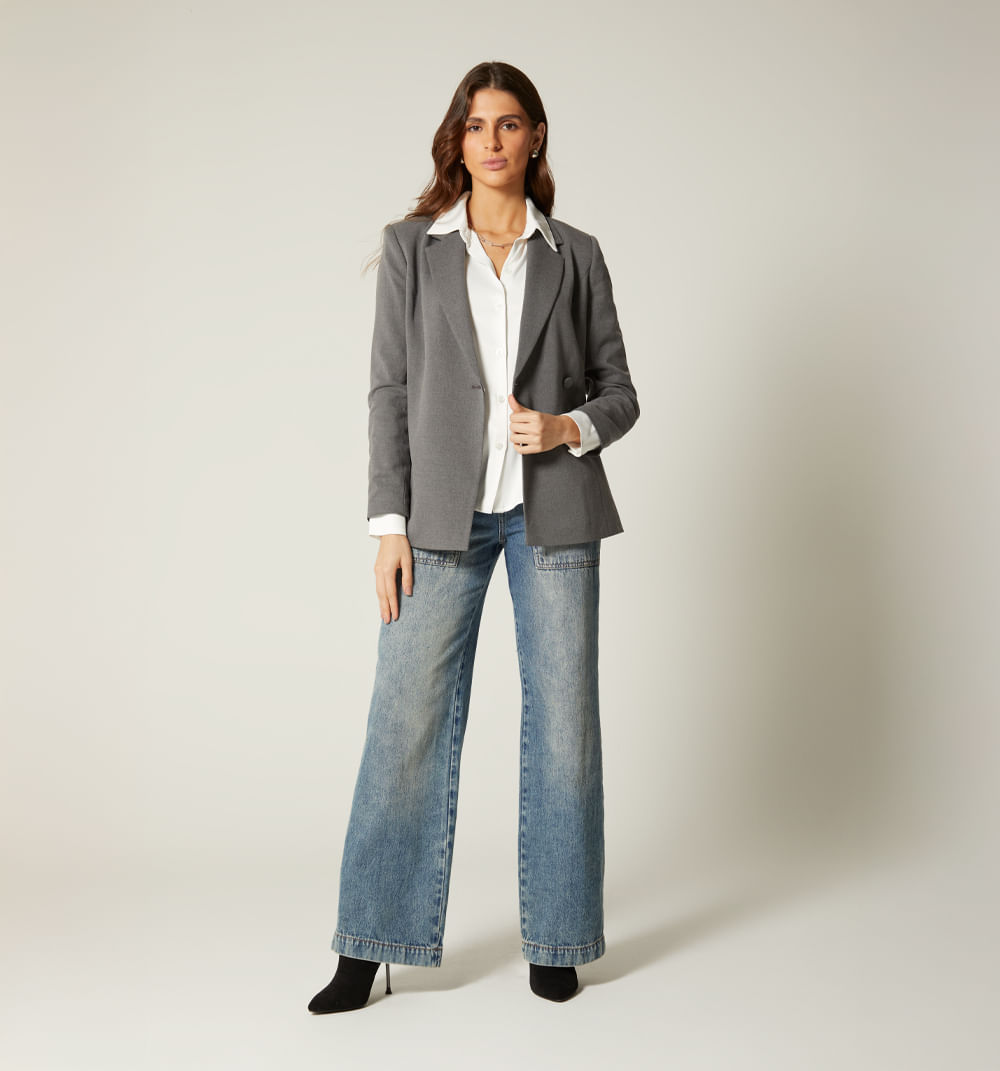 Blazer Manga Larga  De Un Boton