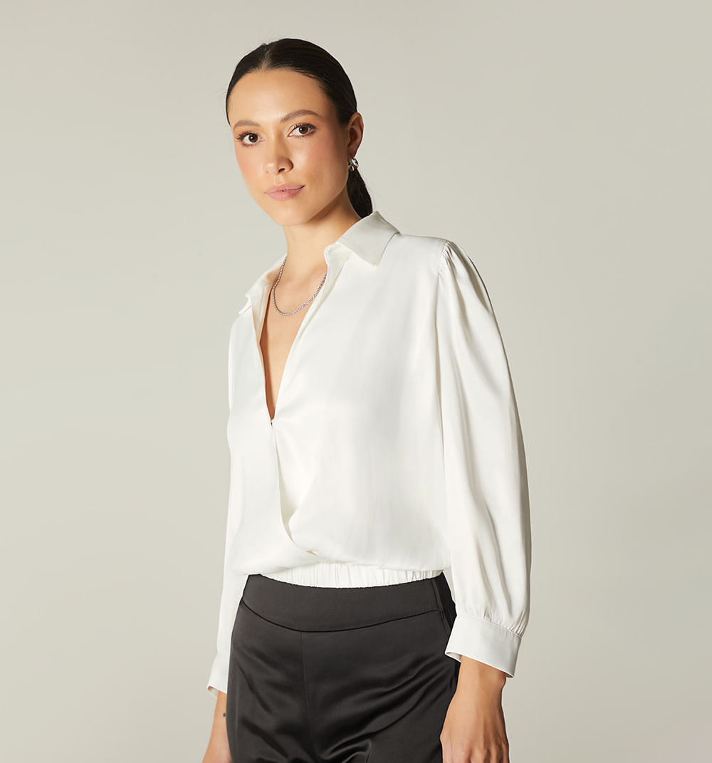 Blusa Manga 3/4 Con Frente Cruzado