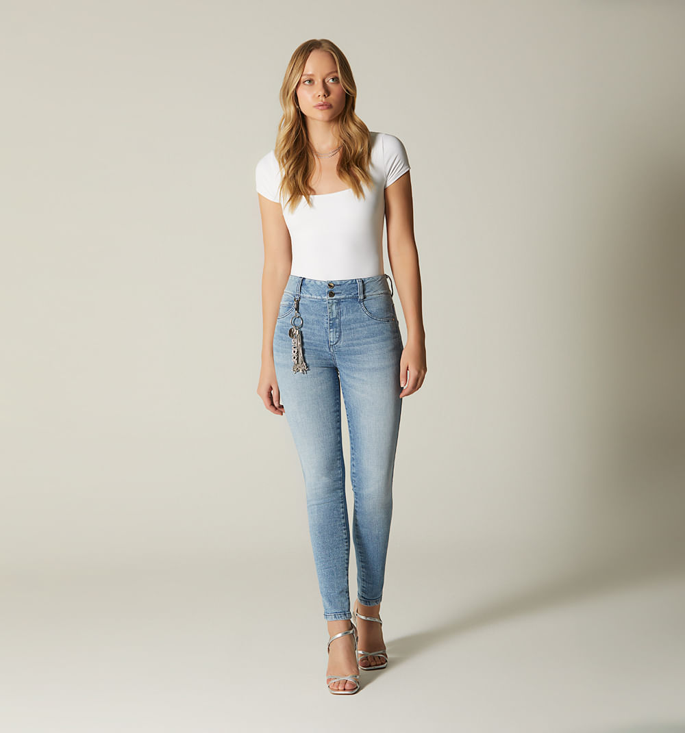 Jean Skinny Tiro Alto Cinco Bolsillos Co