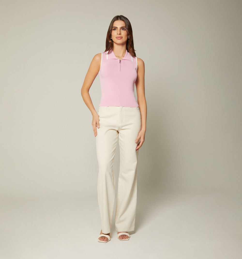Blusa Sisa Tejida Con Vivos Blancos En C
