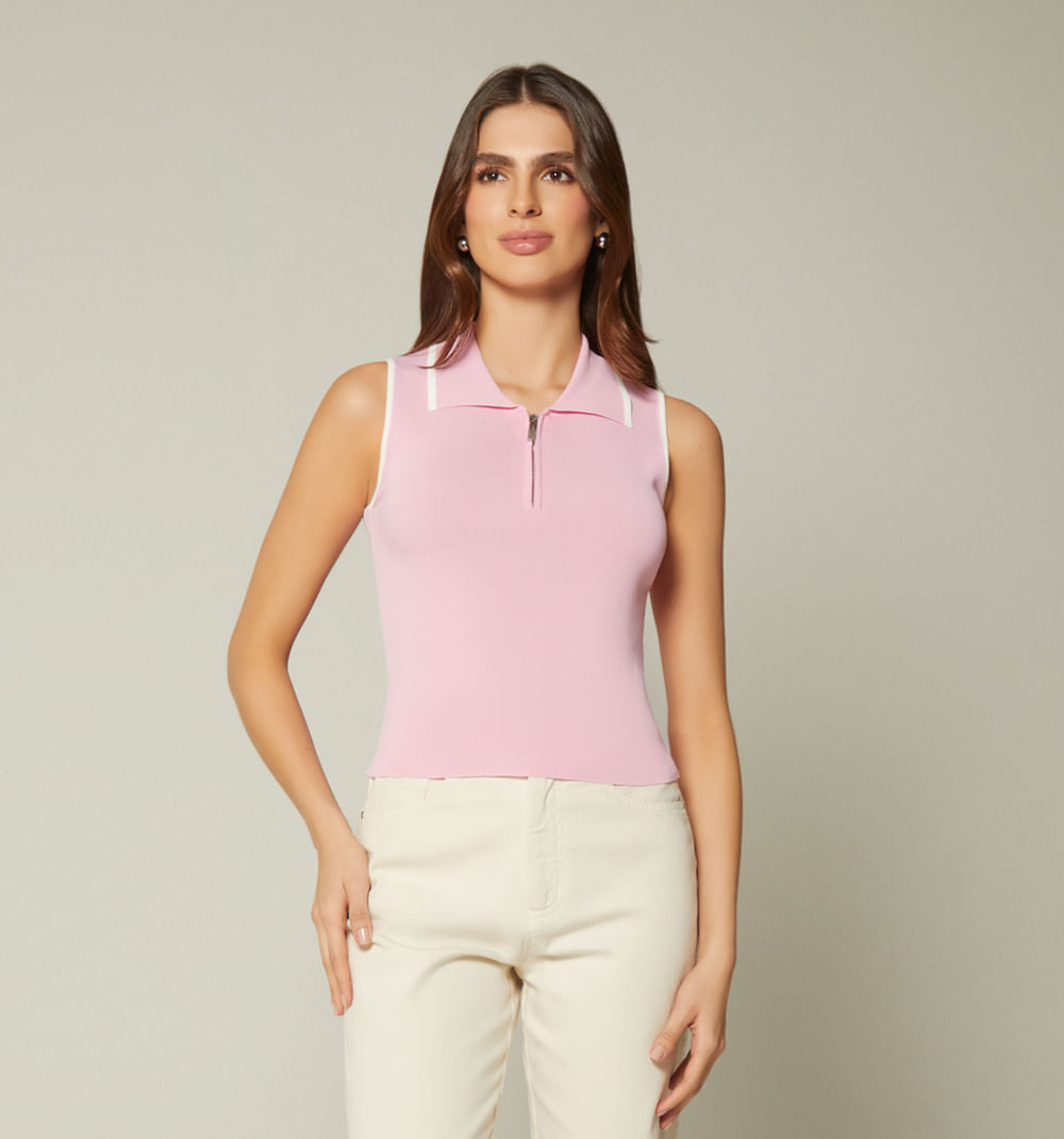 Blusa Sisa Tejida Con Vivos Blancos En C
